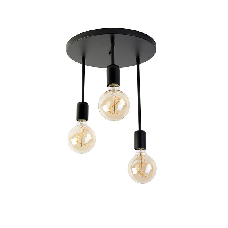 Moderne plafondlamp zwart 3-lichts - Facil