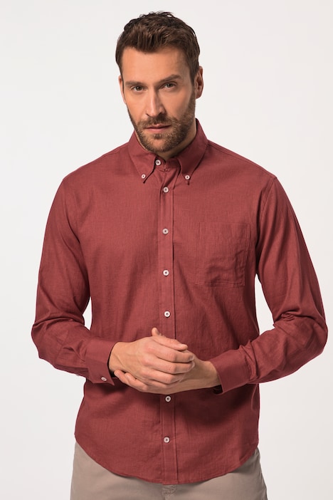 Leinenmixhemd, Langarm, Buttondown-Kragen, Modern Fit