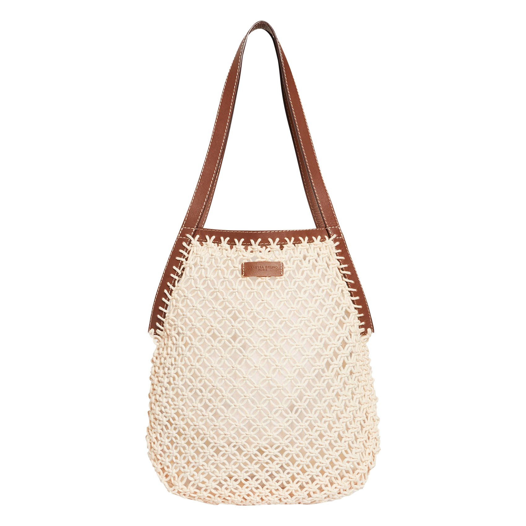 Sac filet en coton et cuir | Blanc