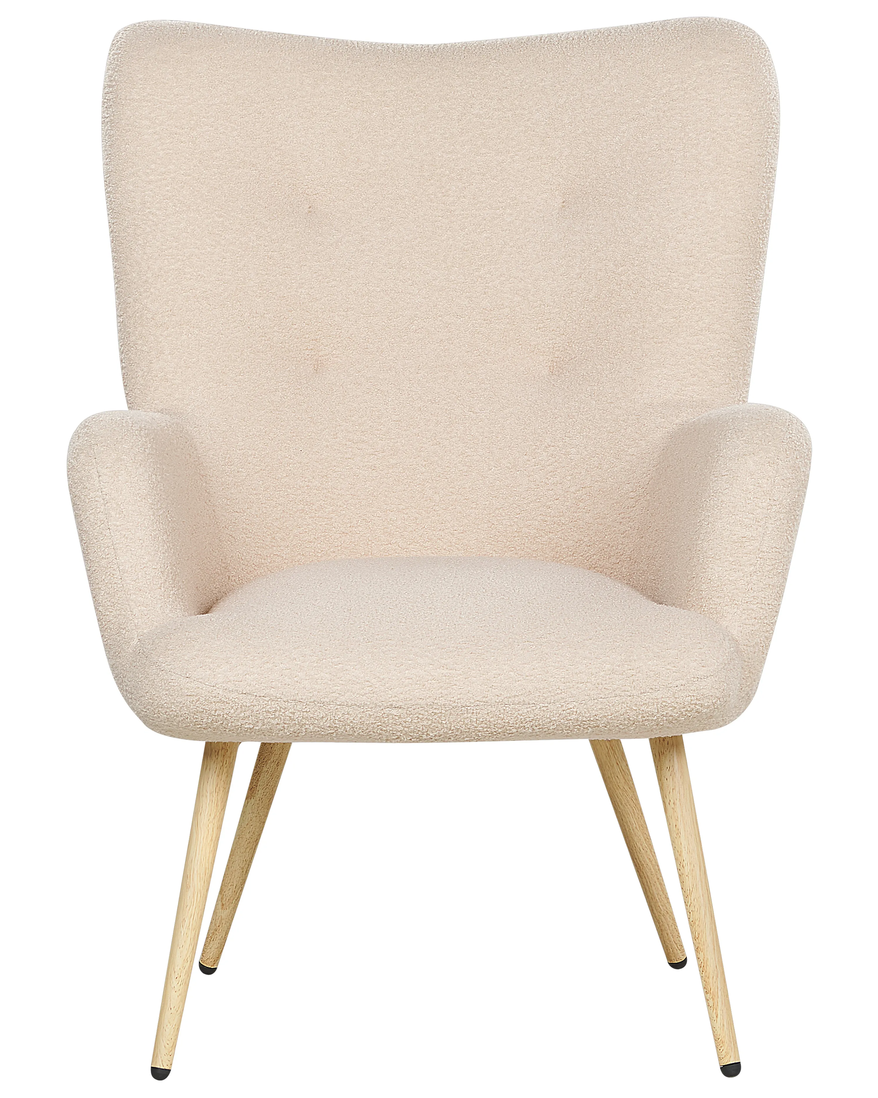 Oorfauteuil VEJLE met voetenbank Bouclé Beige