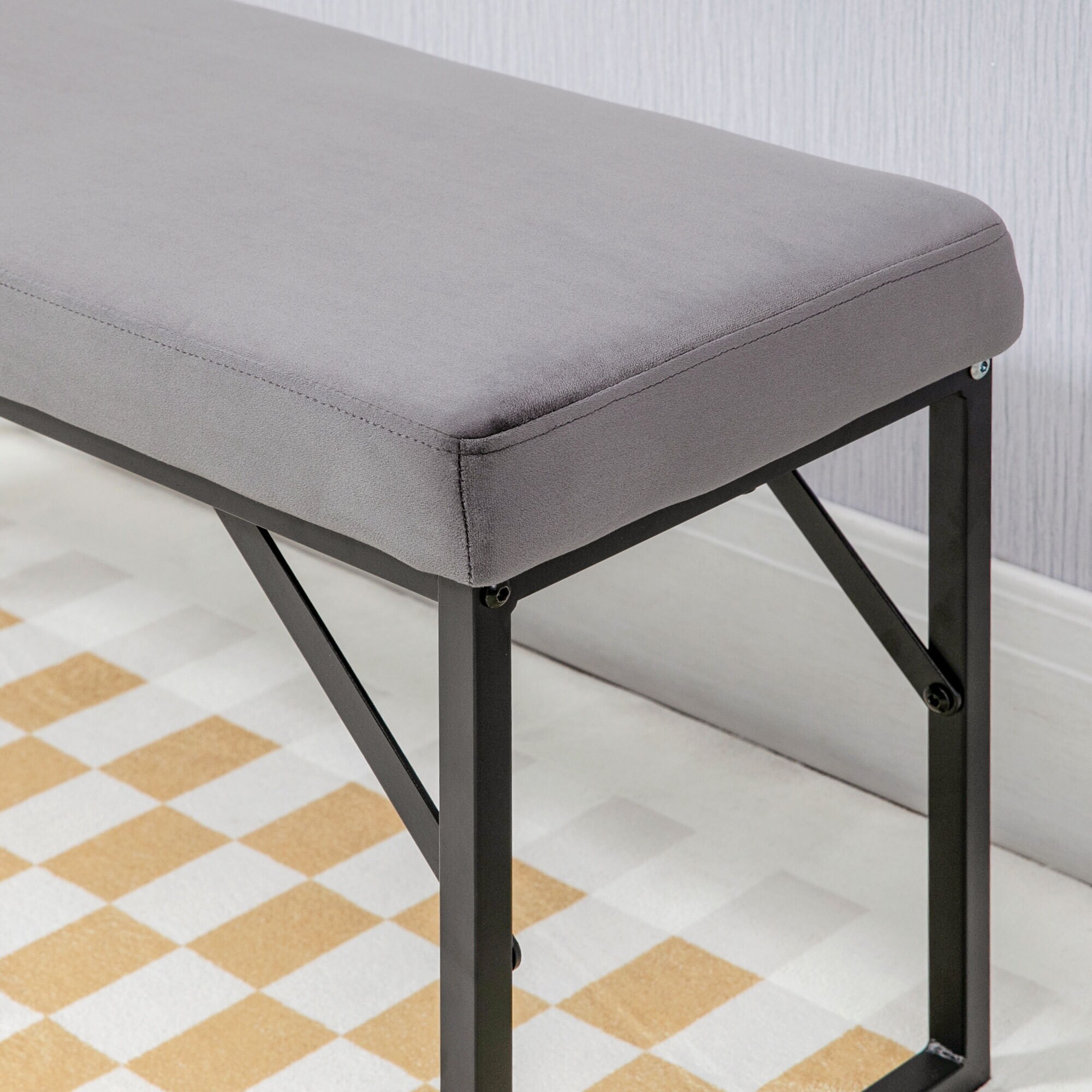 HOMCOM Sitzbank mit Samtoptik blau 100L x 35B x 47H cm