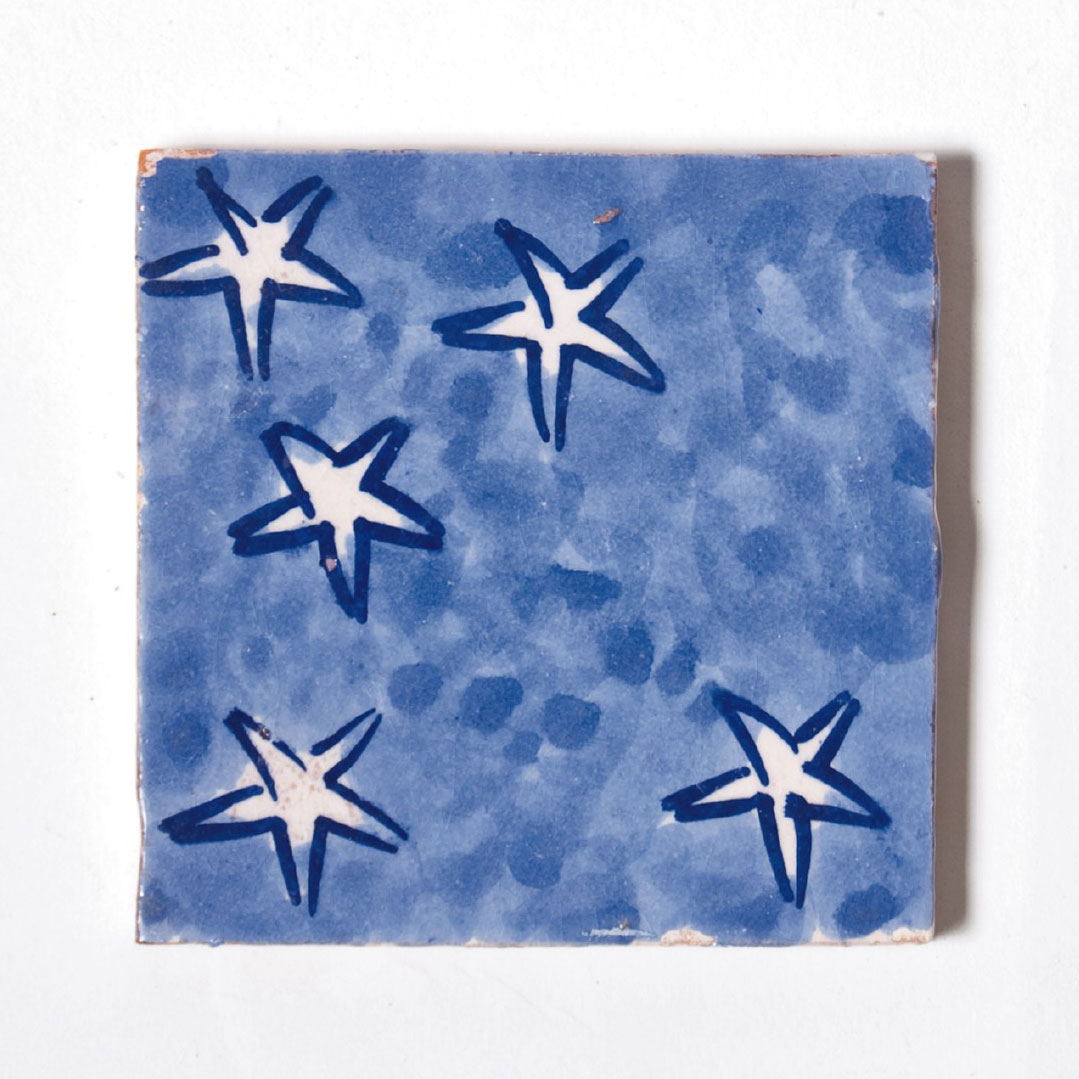 Fliese 'étoiles', blau/weiß, L 10 cm, B 10 cm, H 1cm von fischer's lagerhaus