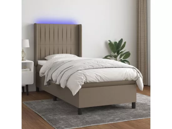 Sommier tapissier avec matelas et LED Taupe 90x190 cm Tissu