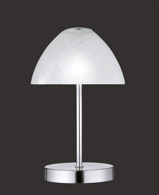 LED Tischleuchte Queen nickelfarbig 24cm 15cm Metall Glas dimmbar