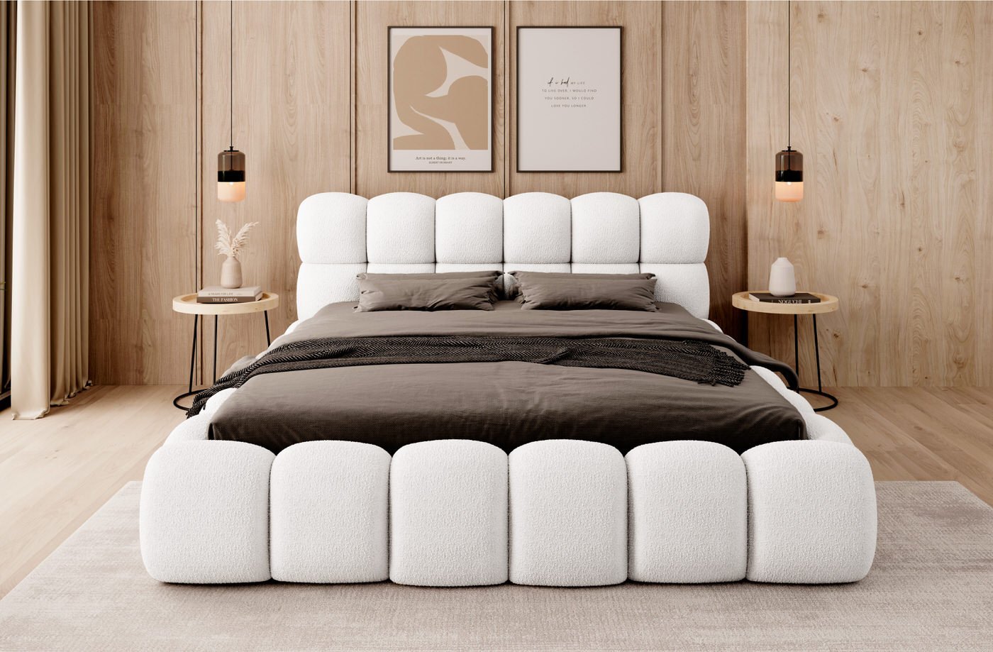Trae Mobler Boston 140 x 200 cm Gestoffeerd Bed Naturel