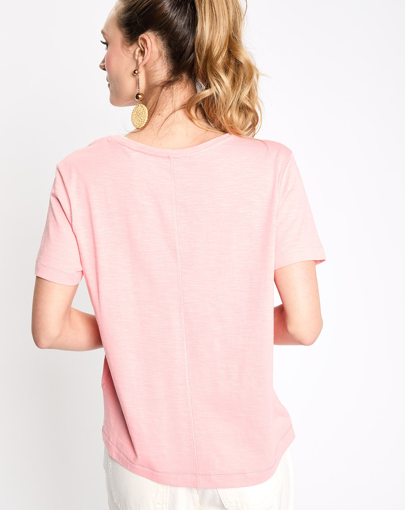 Esprit T-Shirt col v flamme rose