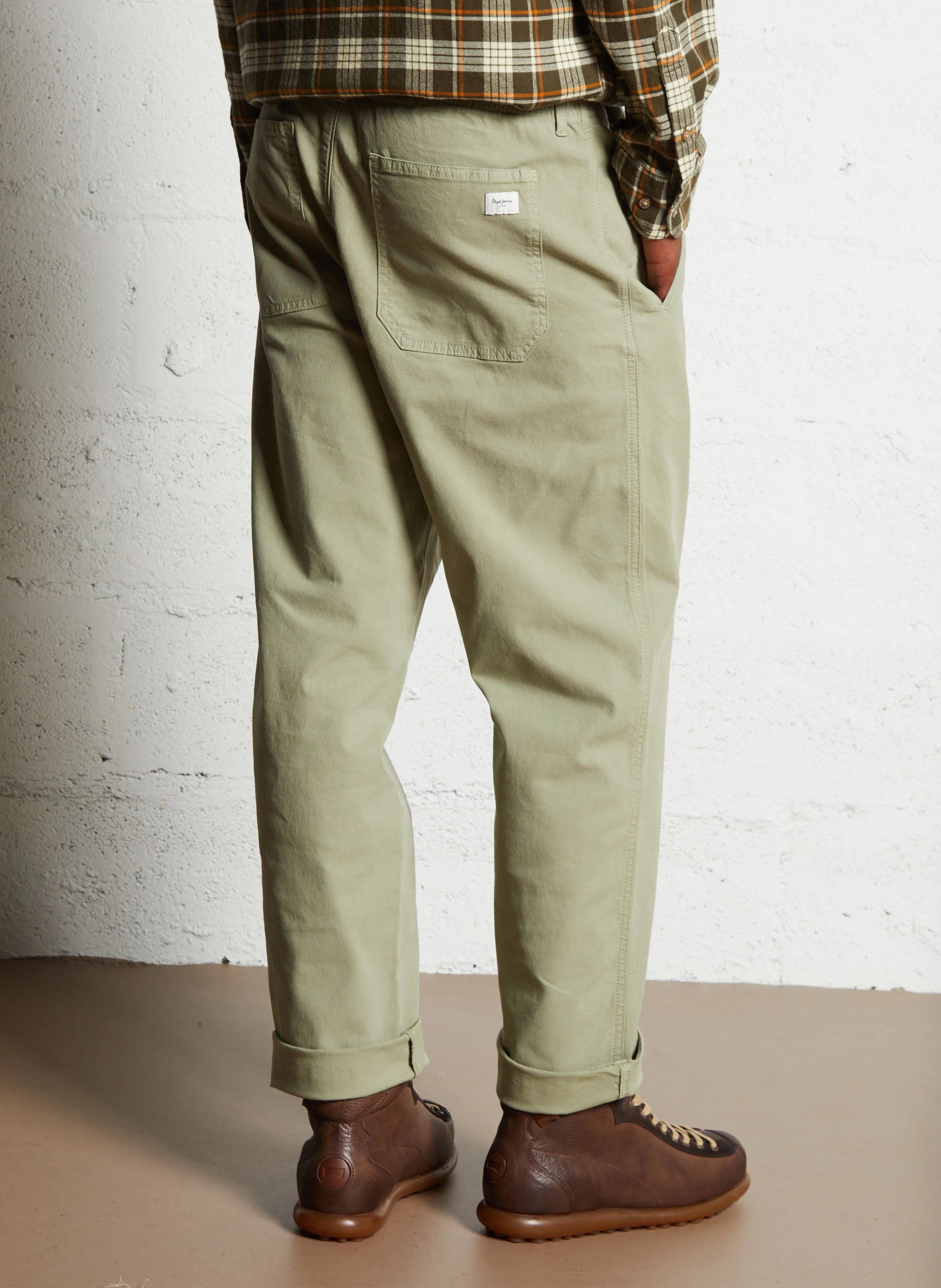Pantalon droit en coton mélangé | Vert