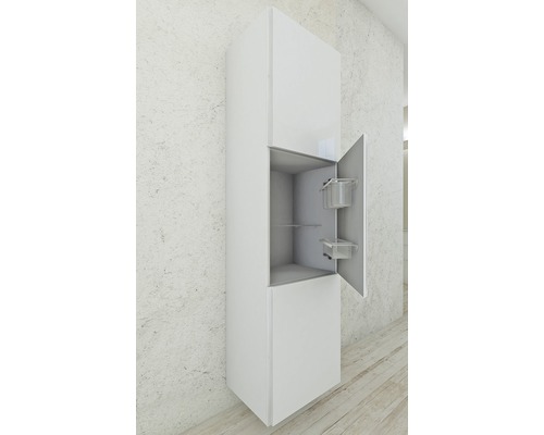 Hoge kast Baden Haus, 45 cm breed, wit hoogglans, volledig gemonteerd