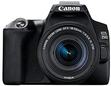 Canon EOS 250D - Digitalkamera - SLR - 24.1 MP - APS-C - 4K / 25 fps - 3x optisk zoom EF-S 18-55 mm IS STM objektiv - Wi-Fi, Bluetooth - sort