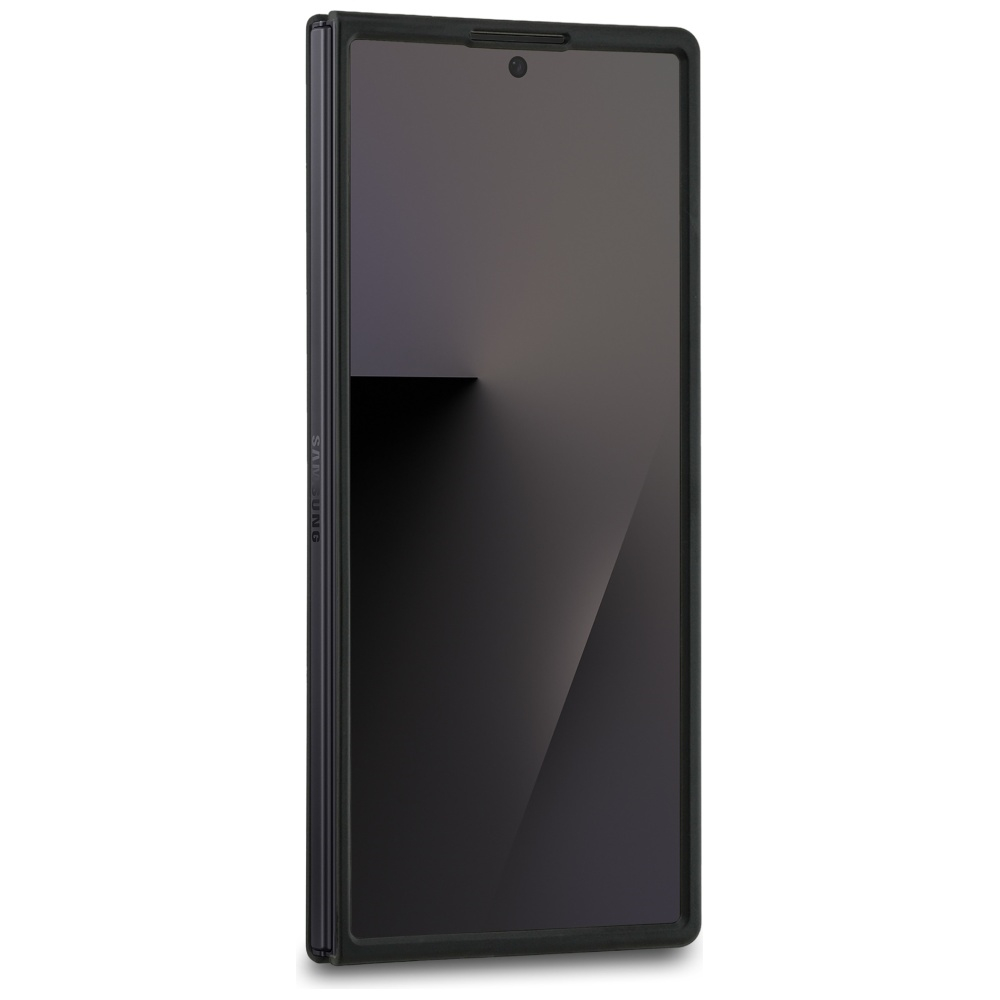 Samsung Galaxy Z Fold7 Leder Hardcase Hülle Metall Logo (GUHCZFD74GMGGR) - Schwarz