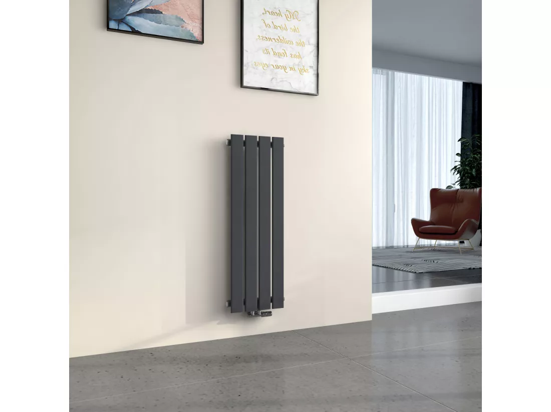 EMKE Radiateur à Eau Chaude, Radiateur plat seule couche connexion centrale, Anthracite 90x30cm