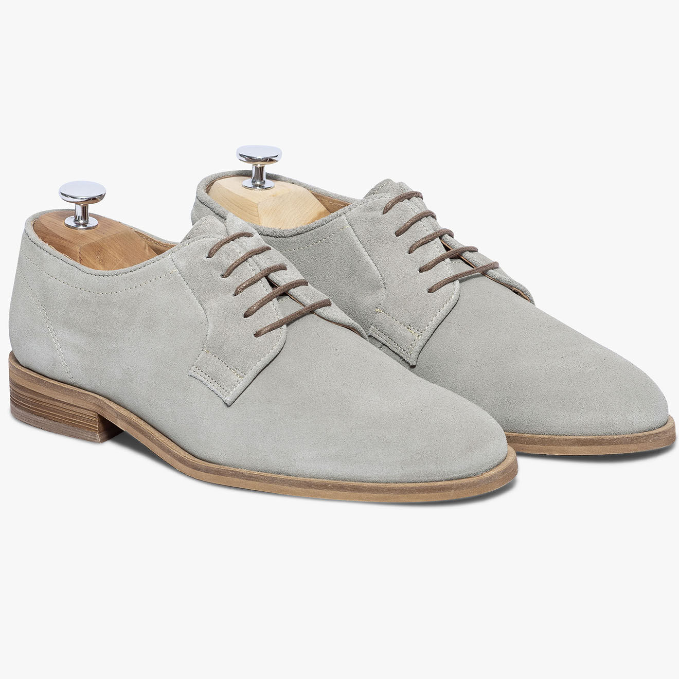 Bocage Derbies en Velours de Cuir Lisbonne grises