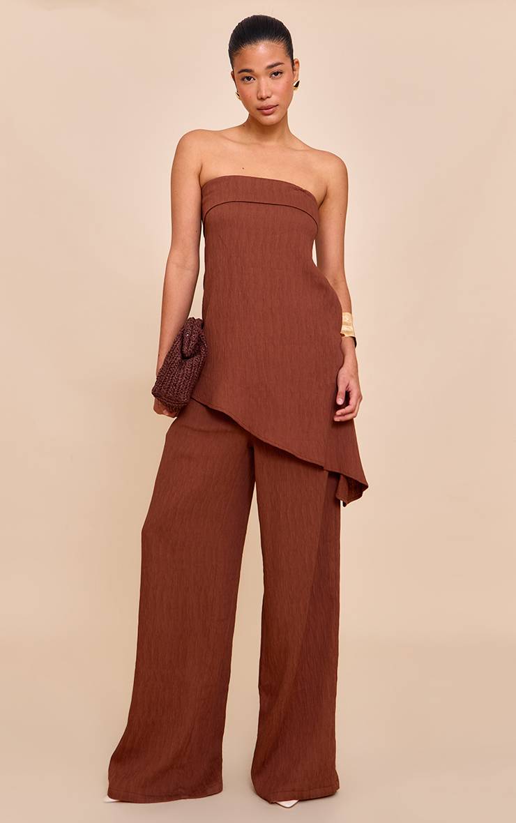 Chocolat Ensemble Pantalon Large Texturé Coordonné
