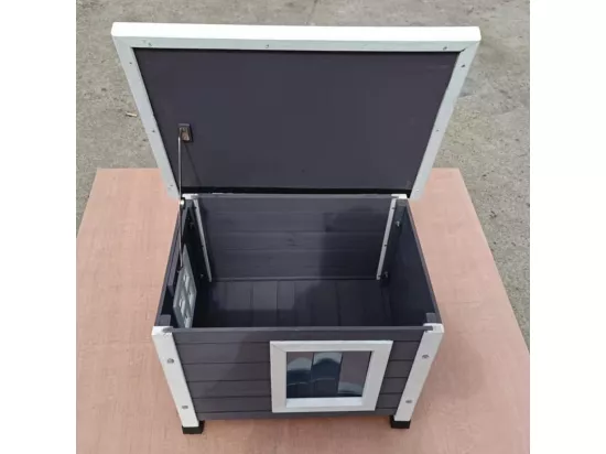 Maison d'extérieur pour chats XL 68,5x54x51,5 cm Bois Gris/blanc