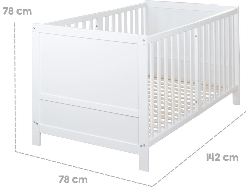 roba Babybett Kombi Easy Sleep Weiss, 70 x 140 cm Kombi-Kinderbett umbaubar