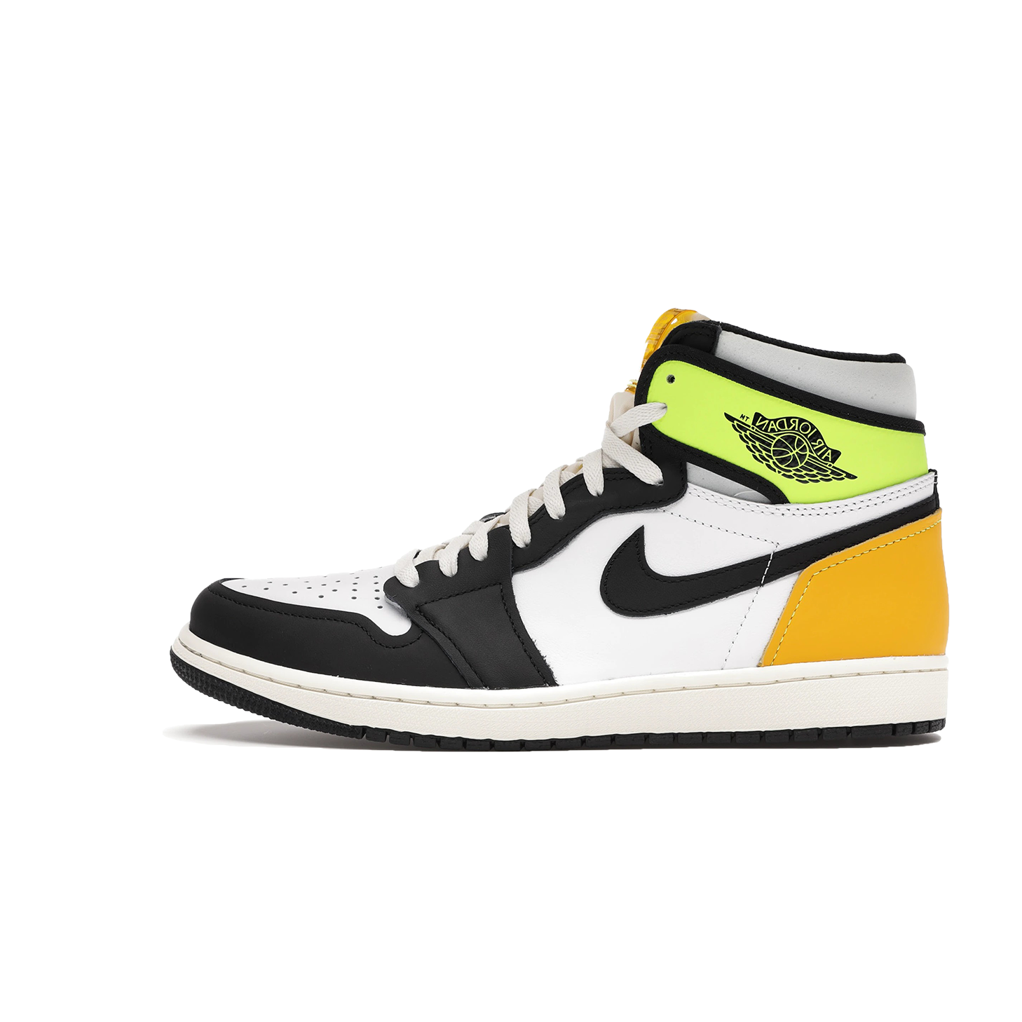 Jordan 1 Retro High White Black Volt University Gold