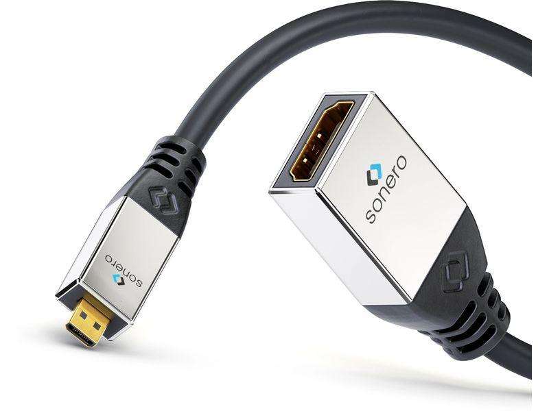 sonero Adapterkabel 4K High Speed Micro-HDMI (HDMI-D) - HDM 4K High Speed Micro HDMI Portsaver Adapter mit Ethernet Kanal