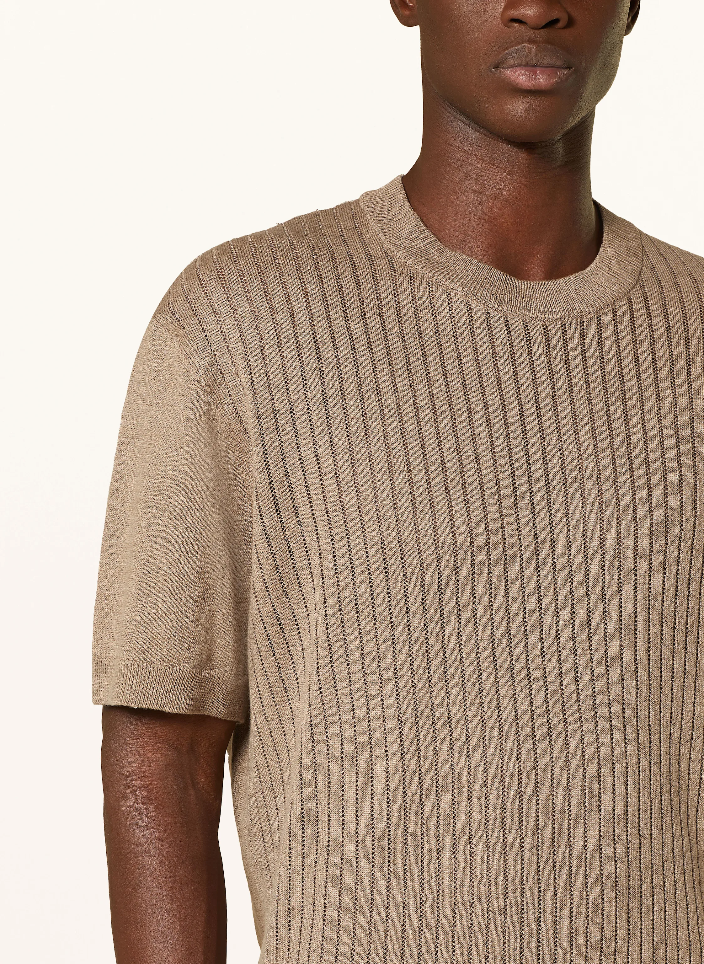 BOSS Strickshirt AJORDINO mit Leinen