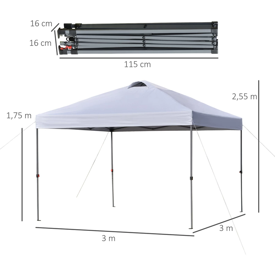Outsunny Pop-Up-Pavillon zusammenfaltbar weiß