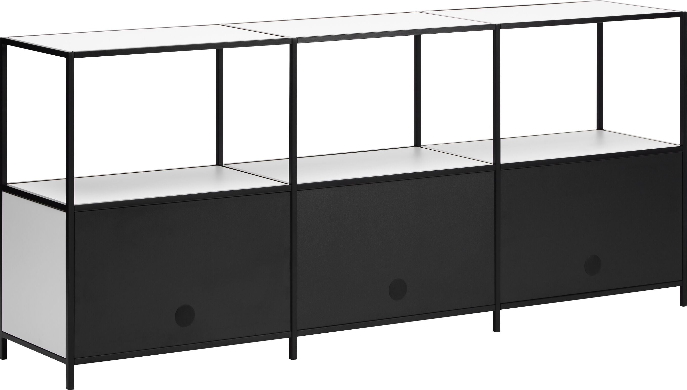SEVEN Sideboard - Weiss / Schwarz / B: 186.4 cm x T: 39.0 cm x H: 80.0 cm