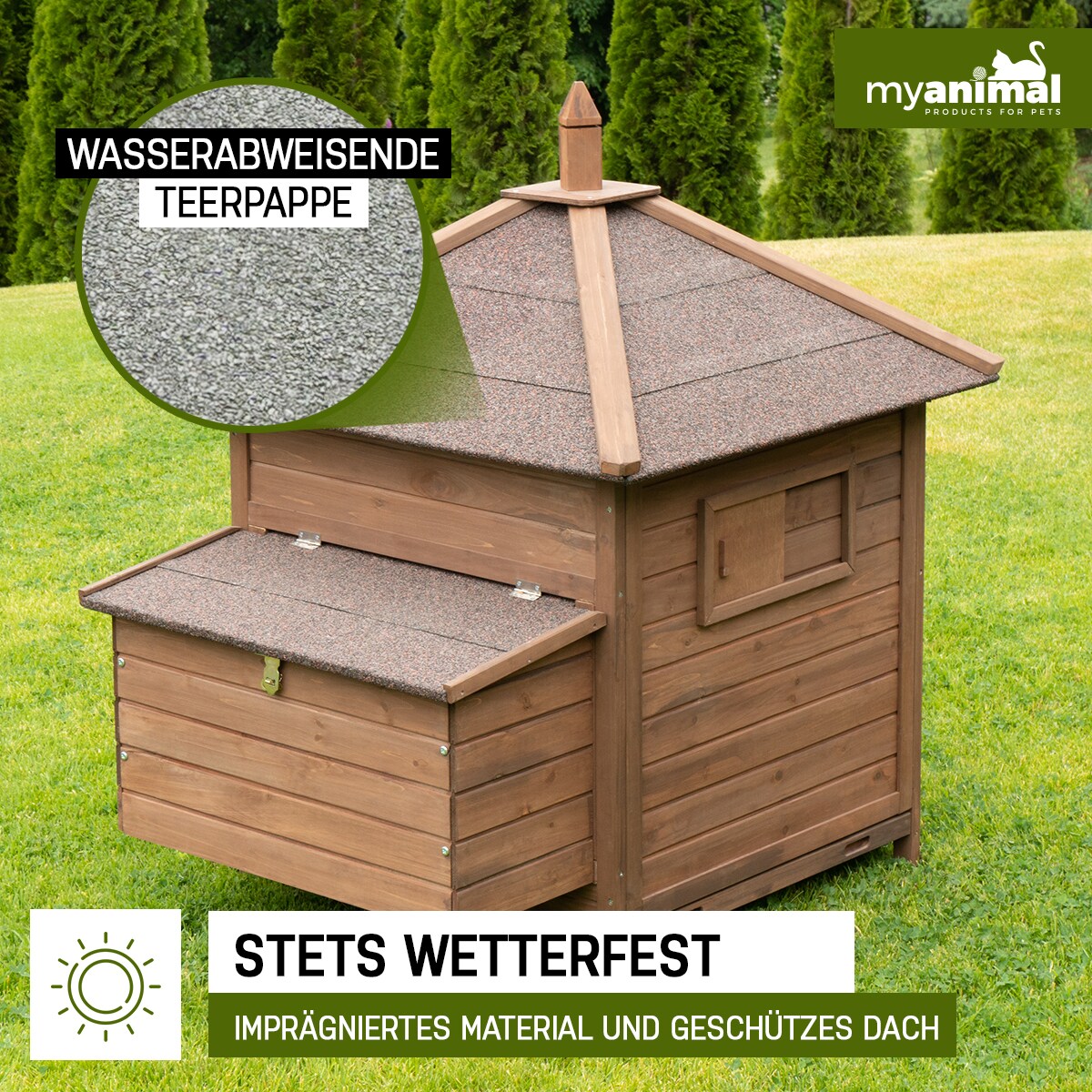 MyAnimal Hühnerstall für 3 Hühner MH-11 mit Nistkasten, Hühnerhaus schutzimprägniert, Dach abnehmbar