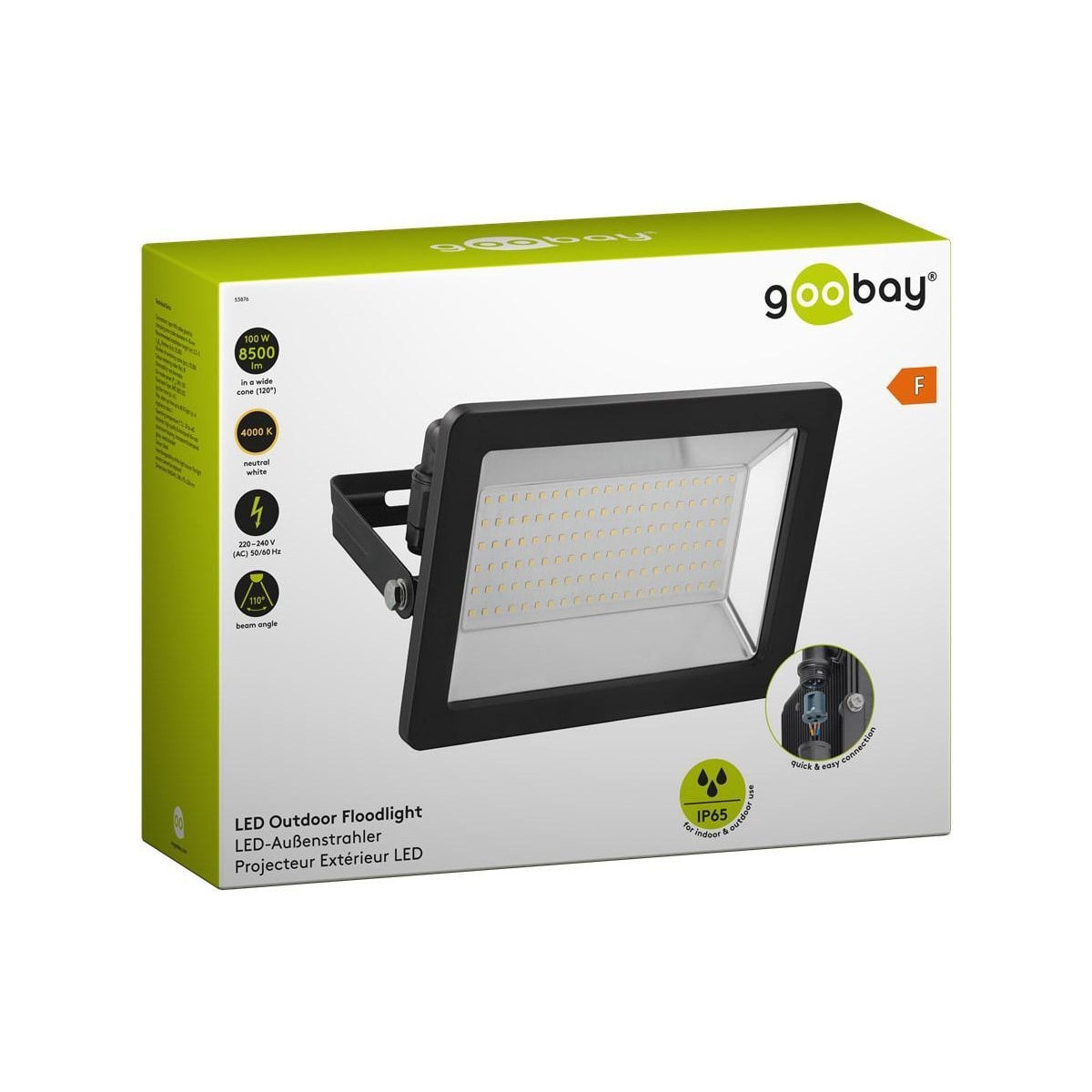 Goobay LED-spotlight for utendørs bruk, 100 W