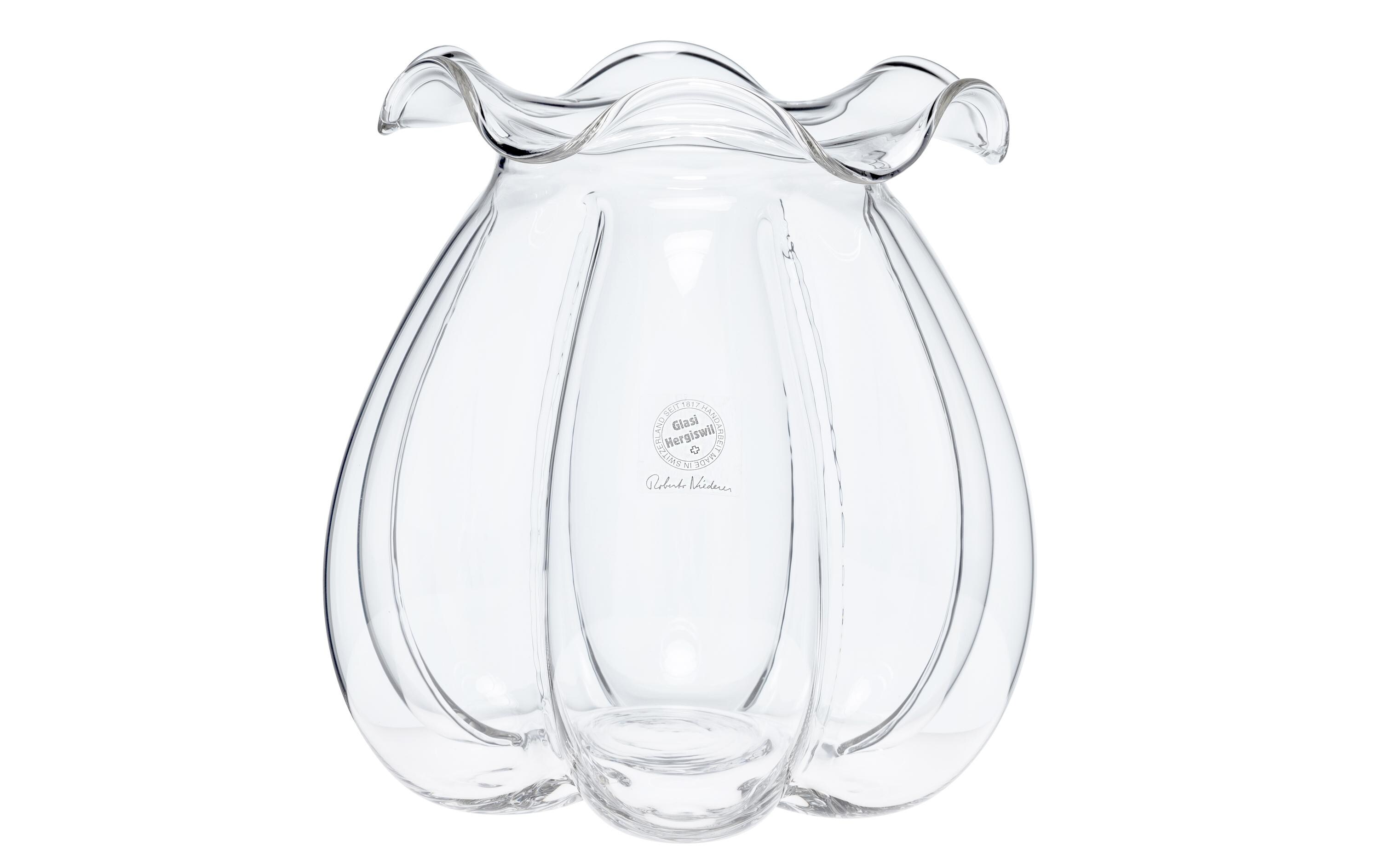 Vase Corona gross, 20 cm, GlasVase mit Wellenform