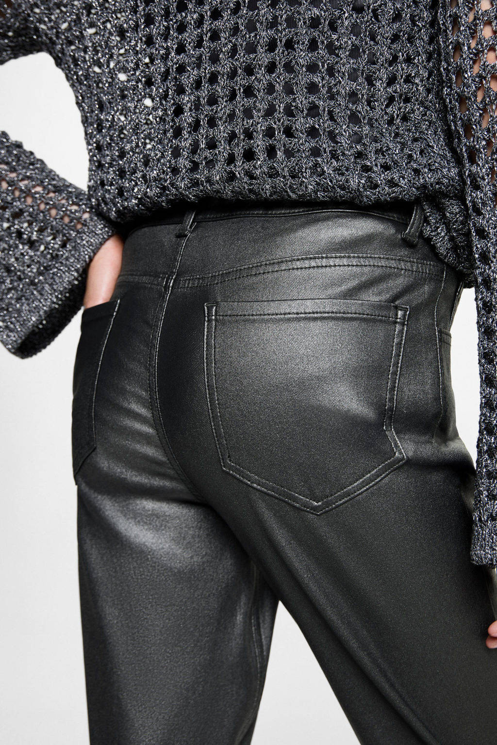 MANGO TEEN bootcut casual broek grijs