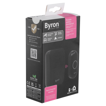 Byron DBY-21131 Draadloze deurbelset batterij 100m Zwart