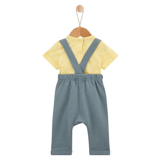 Sweet Summer Tee-shirt manches courtes + Salopette   jaune mimosa et heavy blue        6 mois   de               P'tit bisou