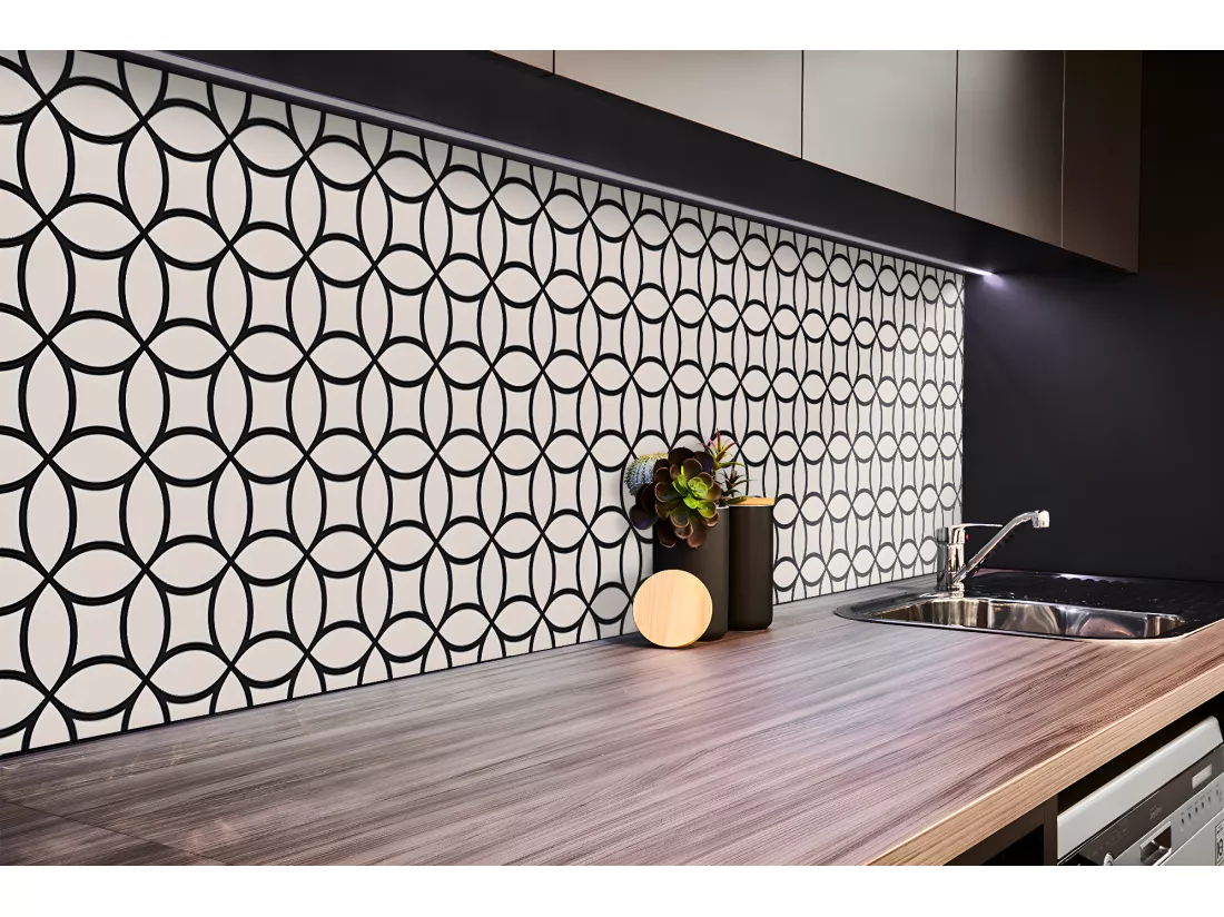 Panneaux muraux en vinyle, Planches en vinyle adhésives - 100x50 cm - Cercles géométriques