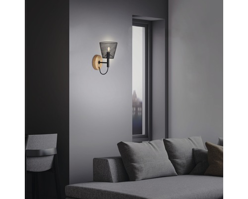 Wandlamp, 1-lichts, Ø 12,5 cm, Taunus zwart