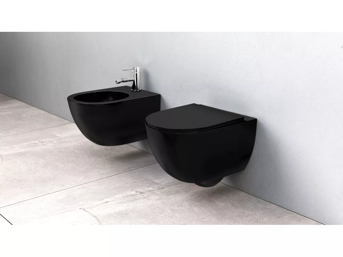 Cuvette Wc Suspendue Rea Carlo Mini Rimles Duroplast/Flat/Zm Black