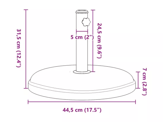 Base de parasol pour mats ?32/35/38 mm 15 kg rond