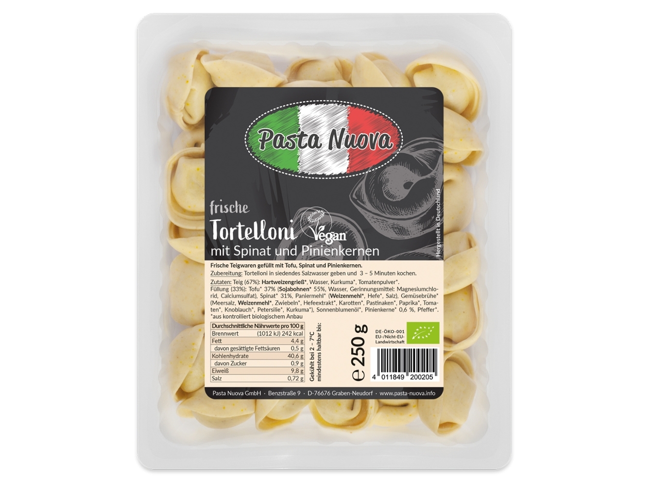 TORTELLONI PASTA NUOVA ESPINAFRE E PINHÃO BIO 250G
