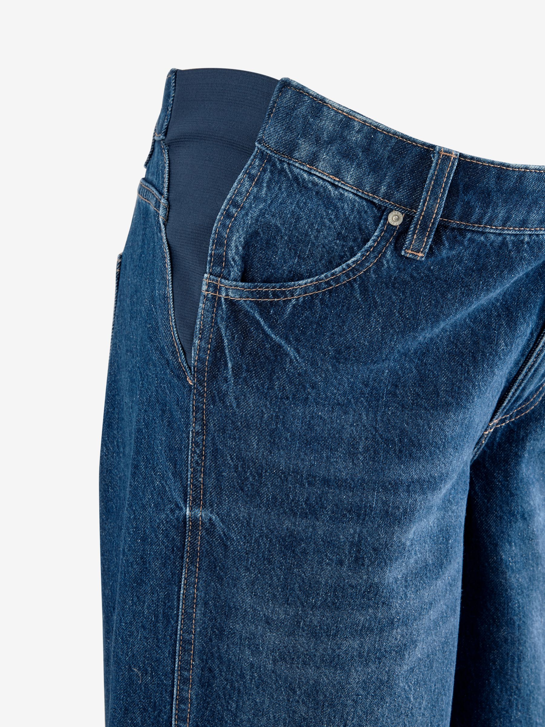 Donkerblauw - Zwangerschapsjeans met wijde pijpen van 100% katoen