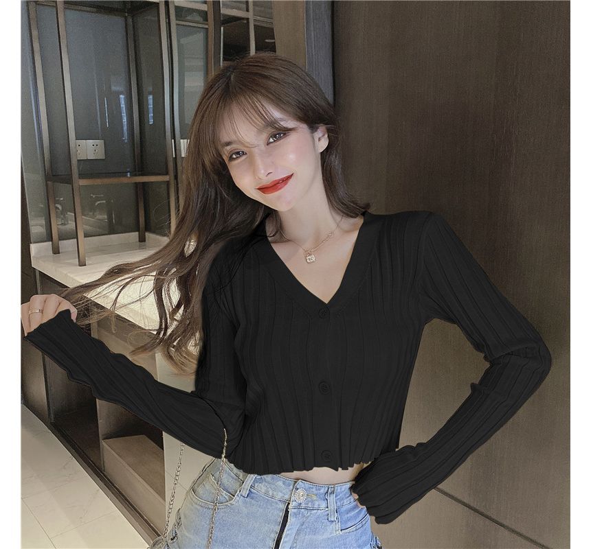 Brigitte - V-hals effen cropped vest