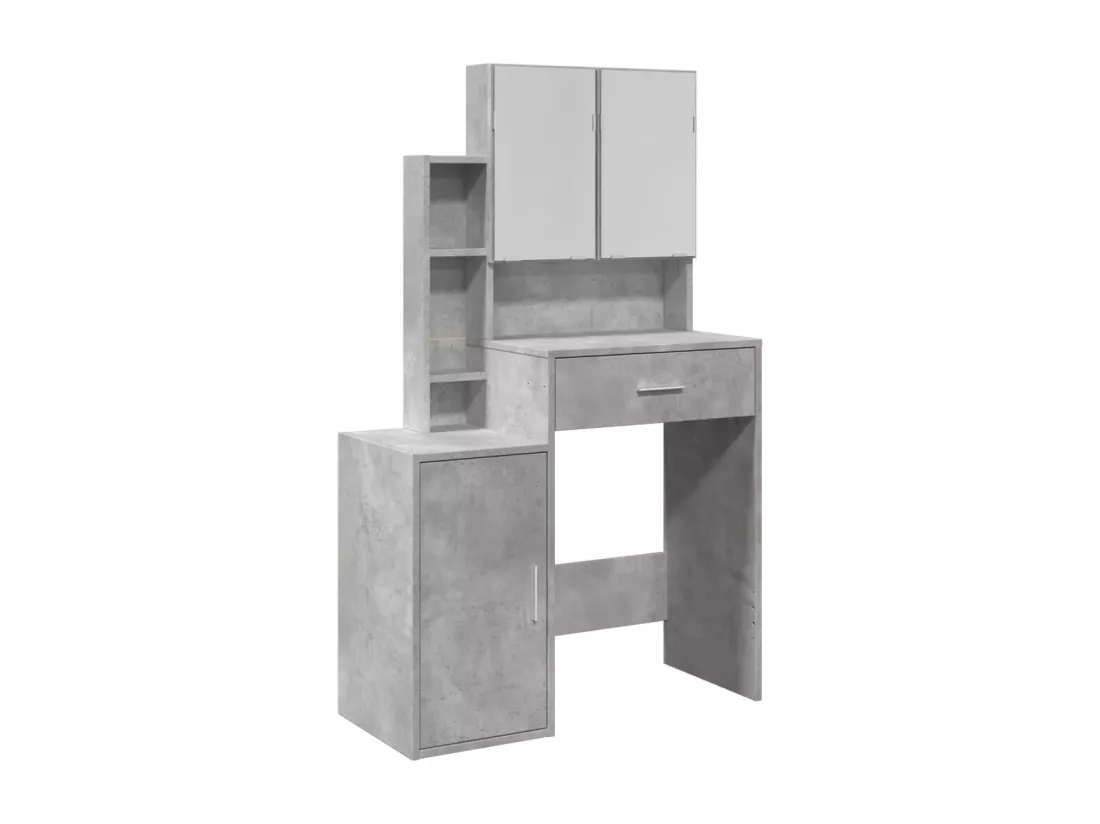 Coiffeuse avec armoire gris béton 80x35x132 cm
