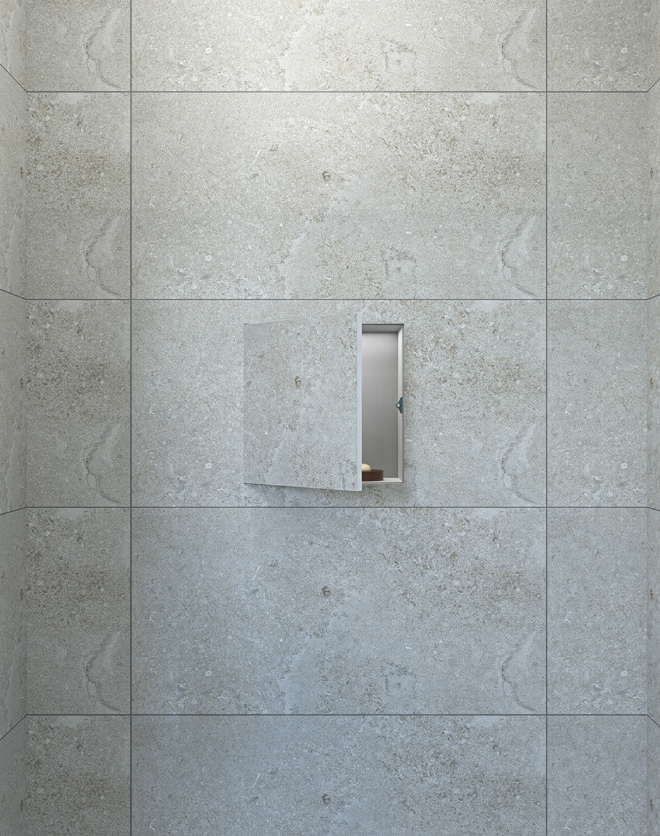 Mueller Round inbouwnis betegelbaar RVS 30x30x14cm