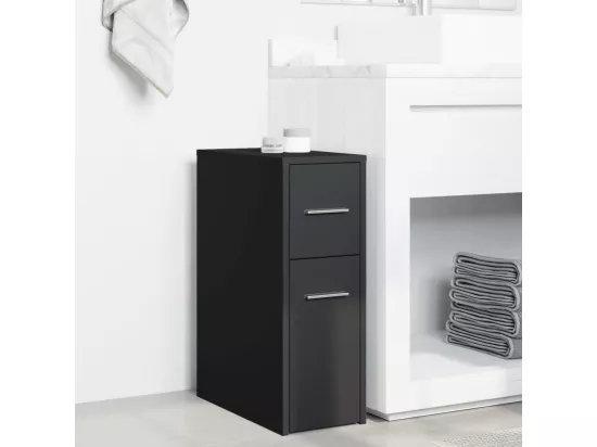 Armoire de salle de bain étroite avec roulettes noir