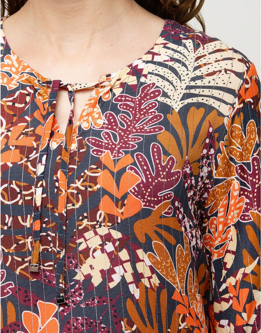 Blouse imprimée orange