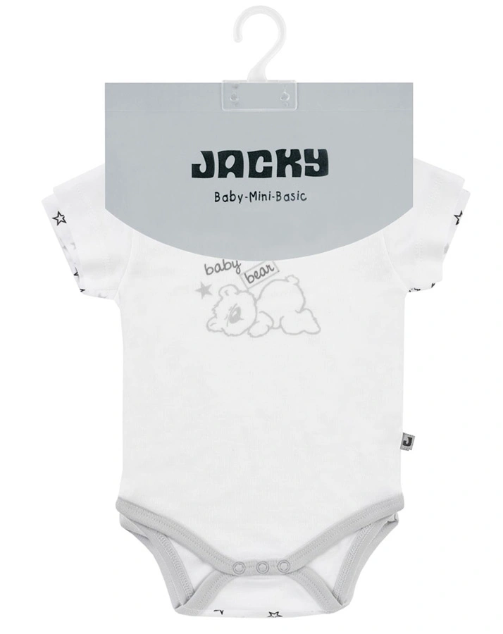 Kurzarm-Body BABY BEAR 2er-Pack in weiß/grau