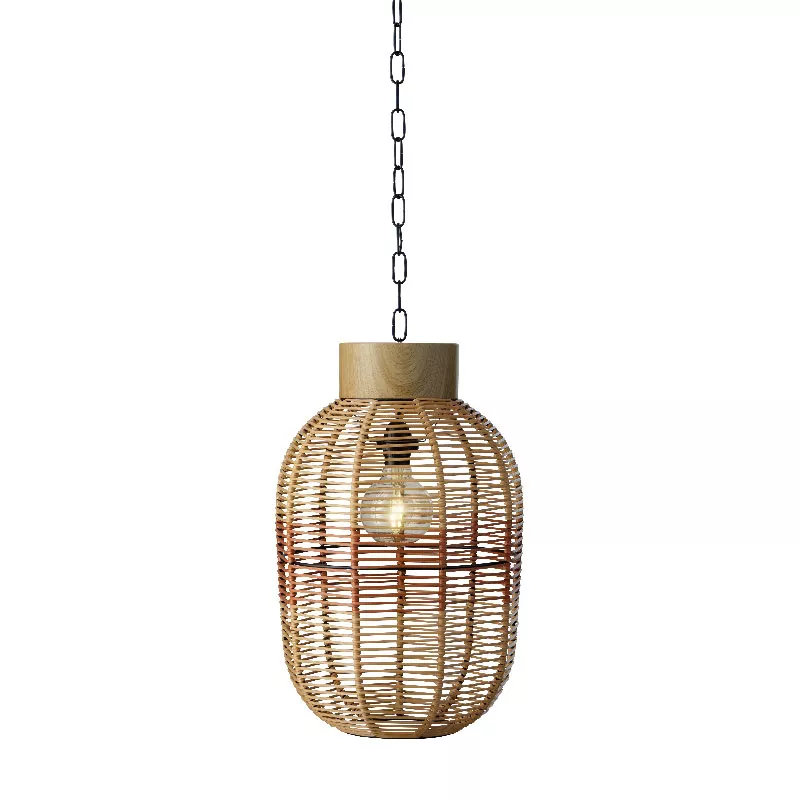 Suspension de jardin solaire résine tressée LED (D27 cm) Toscane Terracotta
