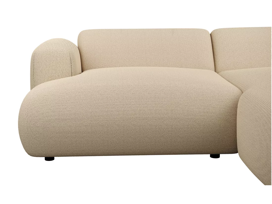 Canapé d'angle droit en tissu texturé beige POGNI de Maison Céphy