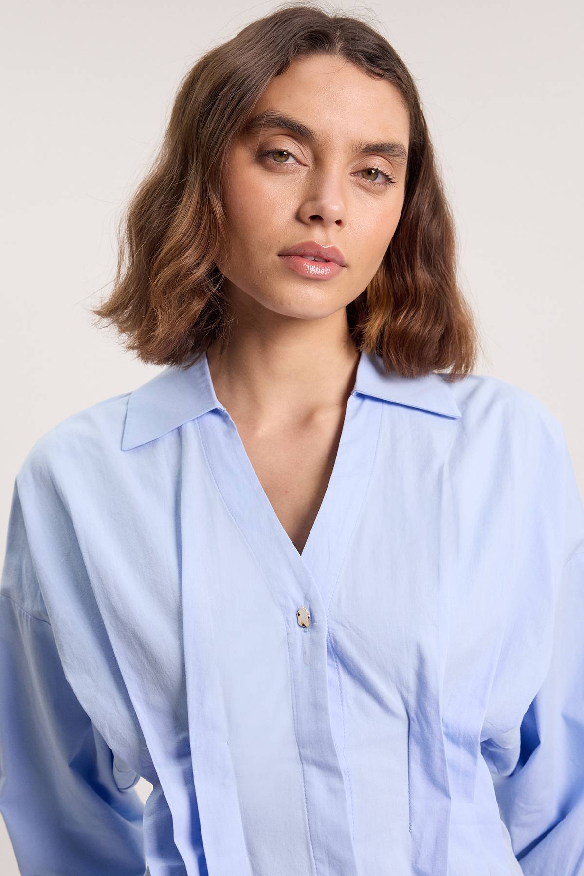KarenMillen Chemise À Manches Longues En Coton Avec Détail Plissé