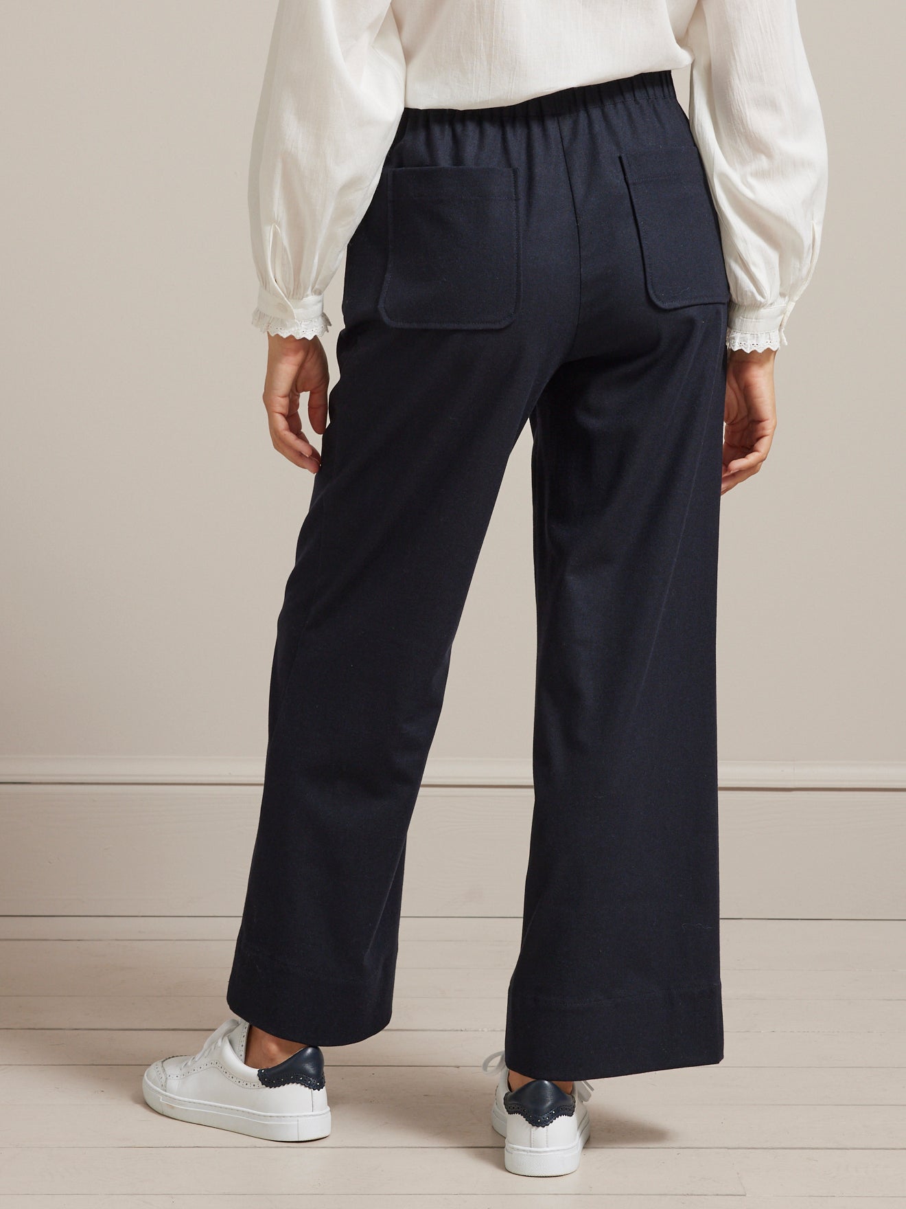 Pantalon extra large taille élastiquée lainage femme Lucie