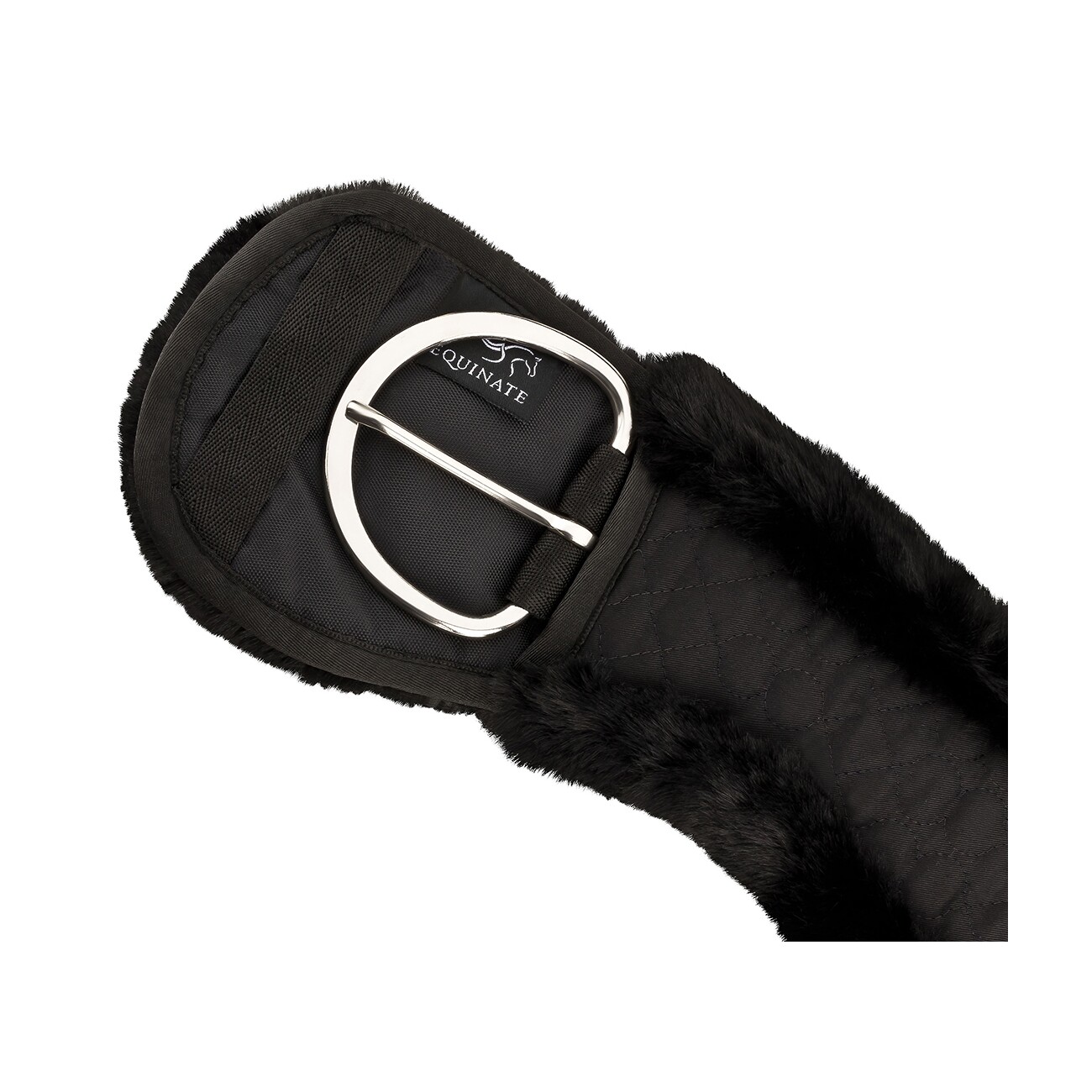 Equinate Western Mondgurt anatomisch mit synthetischem Lammfell schwarz 65 cm