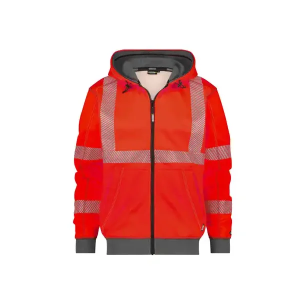DASSY ® EVANS (300380) HÆTTE SWEATSHIRT MED HØJ SYNLIGHED rød og grå