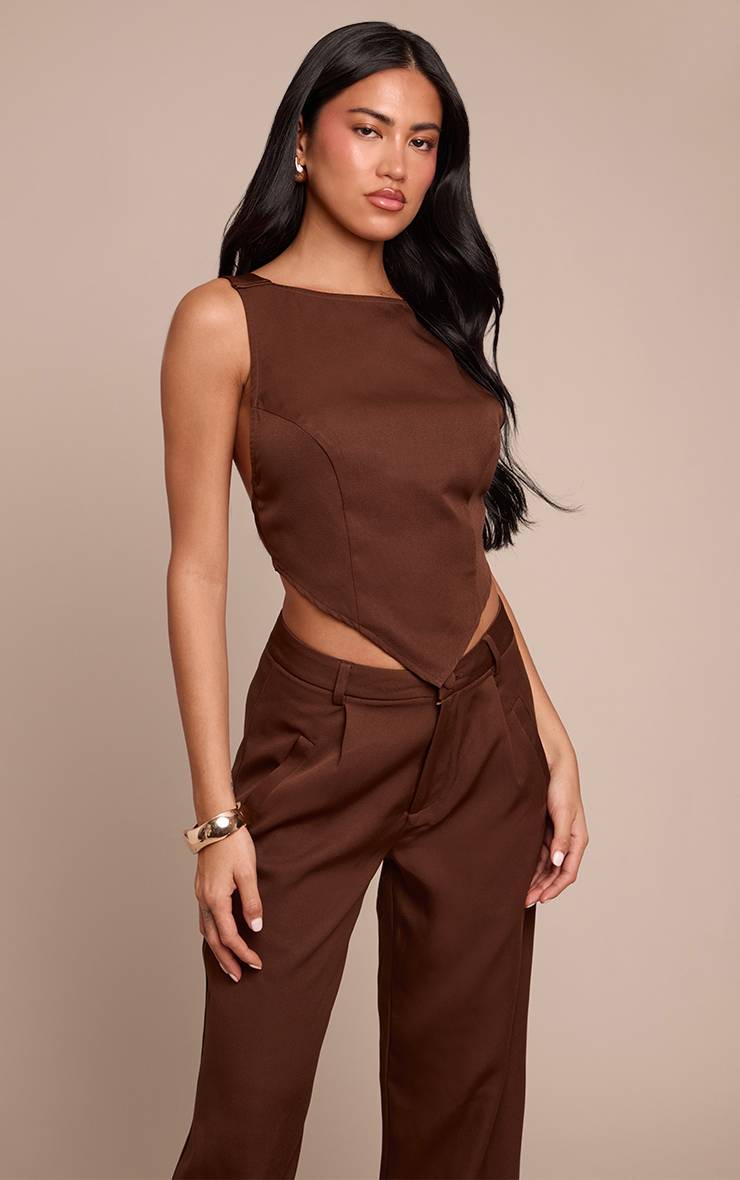 Chocolat Haut Dos Nu En Tissu Tissé