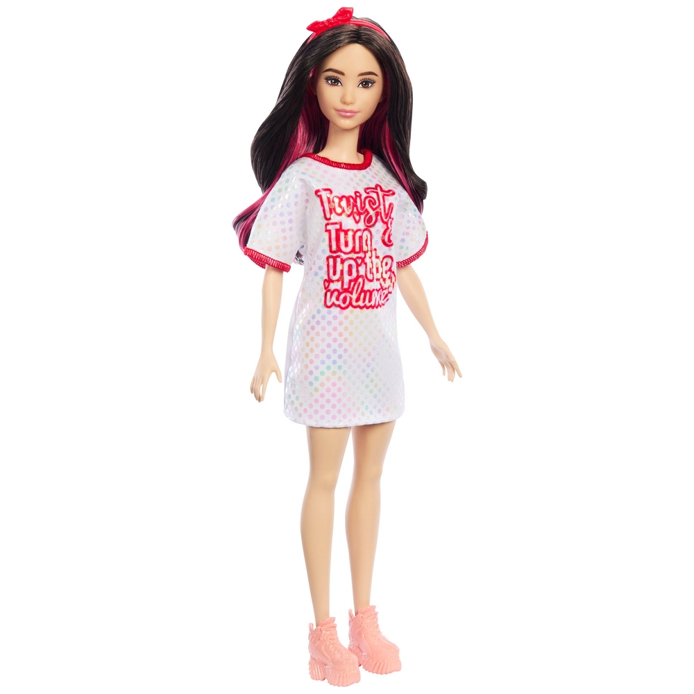 Barbie Fashionista Puppe 214 mit schwarzem Haar und Twist 'n' Turn Kleid